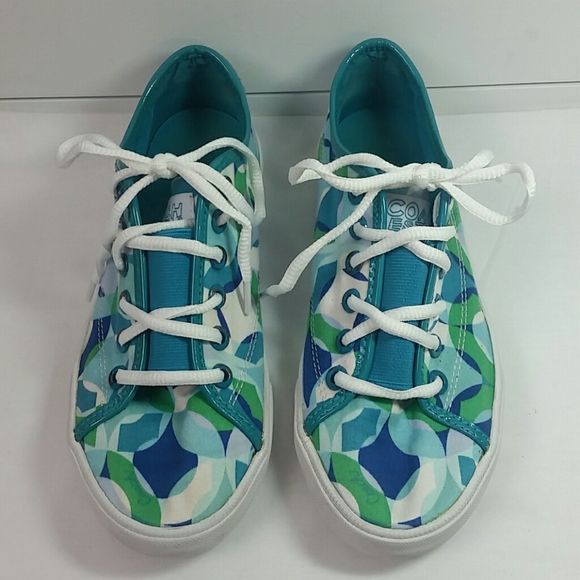 Coach Shoes - Coach teal, blue, green, white sneakers. Sz 6.5